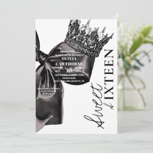 Watercolor Schwarz Bogen Sweet 16 Geburtstag Einladung
