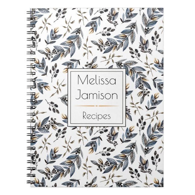 Watercolor-Schwarzes verlässt Beeren Notizblock (Vorderseite)