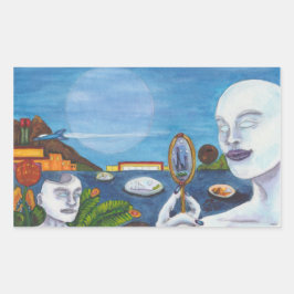 Watercolor Science Fiction Worlds Landscape Jet Rechteckiger Aufkleber