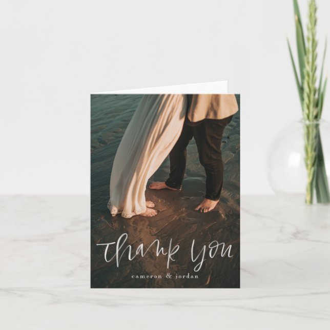 Watercolor Script danke Portrait Card Karte (Vorderseite)