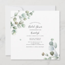 Watercolor Script Elegantes Eukalyptus-Brautparty Einladung
