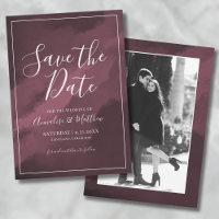 Watercolor Script Red Wedding Save the Date
