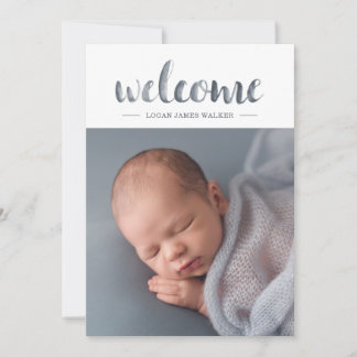 Watercolor Script Triangle Garland Collage Birth A Ankündigung