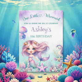 Watercolor Sea Mermaid Birthday  Einladung
