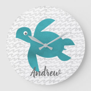 Watercolor Sea Turtle Große Wanduhr