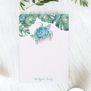 Watercolor Sea Turtle Personalized Stationery Mitteilungskarte