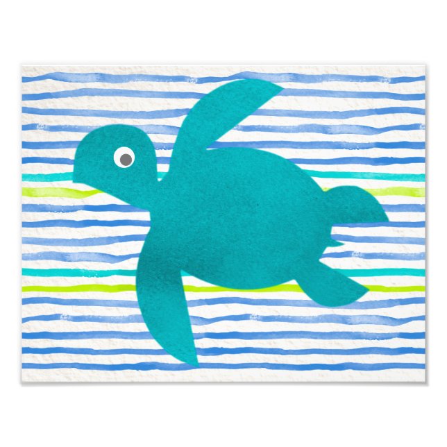 Watercolor Sea Turtle Shibori Fotodruck (Vorne)