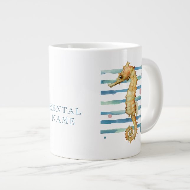 WATERCOLOR SEAHORSE VACATION RENTAL  Jumbo-Tasse (Vorderseite Rechts)