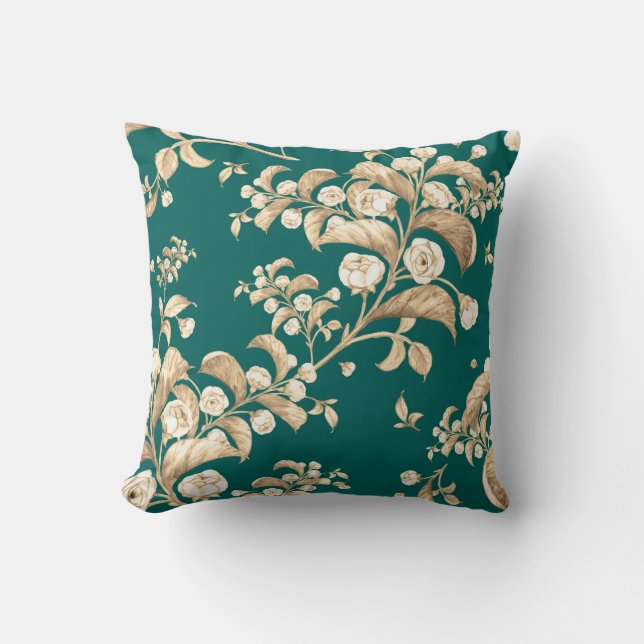 Watercolor seamless pattern of flowering branches, kissen (Vorderseite)