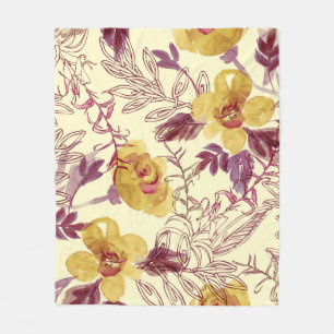 Watercolor Seamless Pattern with Contoured Element Fleecedecke