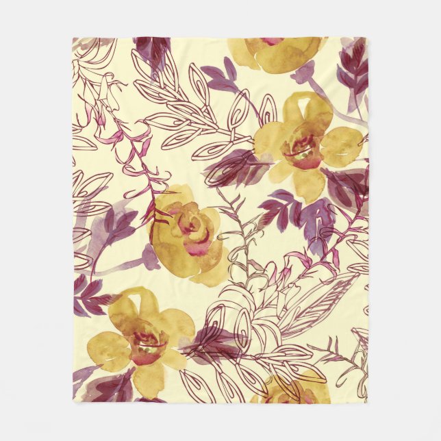 Watercolor Seamless Pattern with Contoured Element Fleecedecke (Vorderseite)