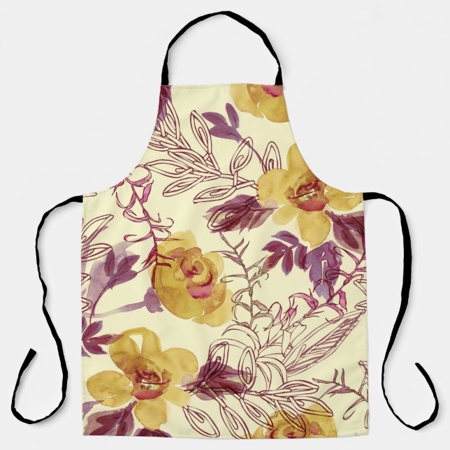 Watercolor Seamless Pattern with Contoured Element Schürze (Vorderseite)