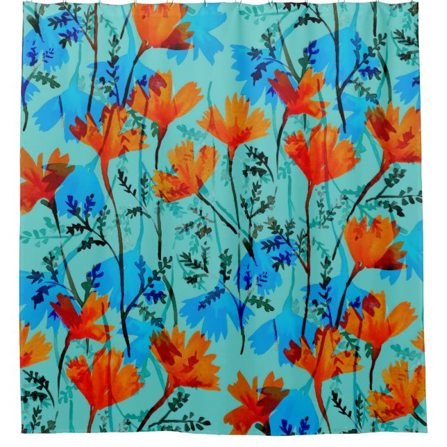 Watercolor seamless pattern with hand drawn simple duschvorhang (Vorderseite)