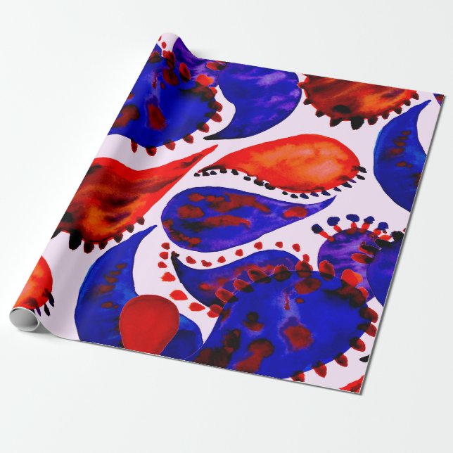 Watercolor seamless pattern with paisley. Abstract Geschenkpapier (Ungerollt)