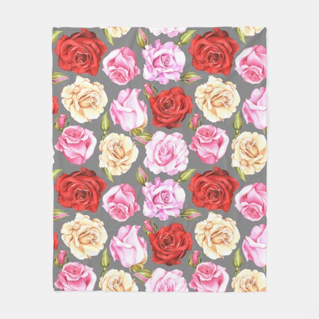 Watercolor seamless pattern with roses. Seamless w Fleecedecke (Vorderseite)