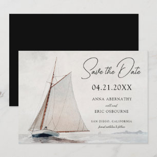 Watercolor-Segelschiff Save-the-Date-Karte Save The Date