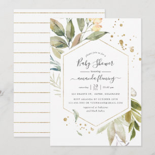 Watercolor Serenity Grün Geometrische Babyparty Einladung