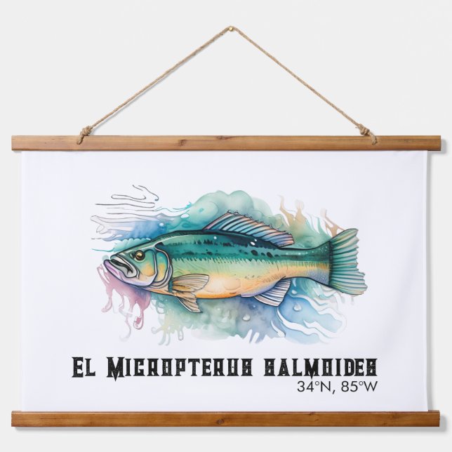 Watercolor Series: Bass Wandteppich Mit Holzrahmen (Vorne)