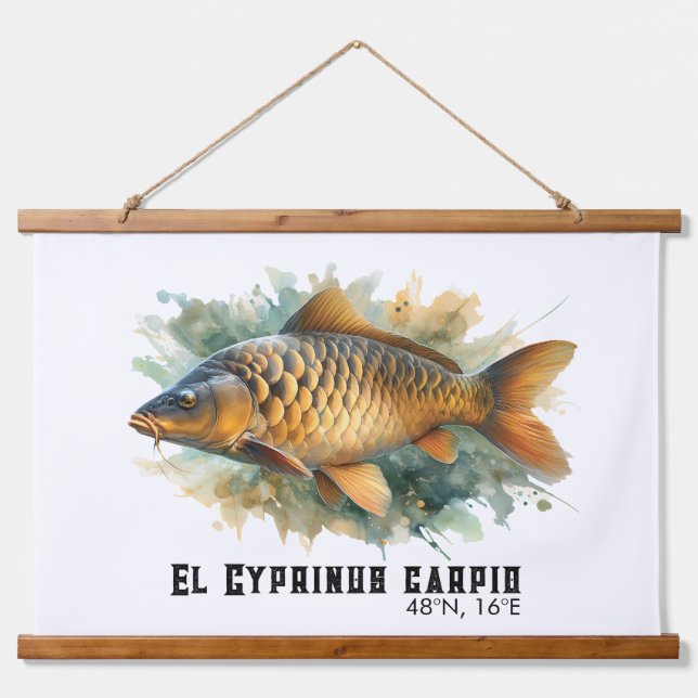 Watercolor Series: Carp Wandteppich Mit Holzrahmen (Vorne)