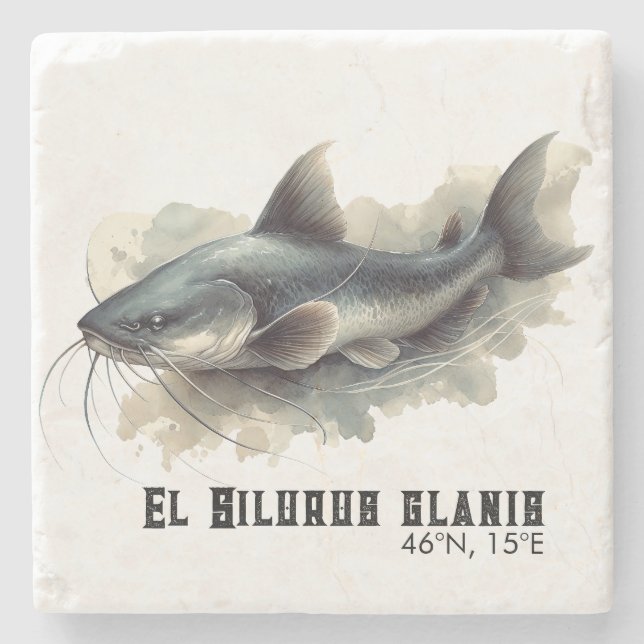 Watercolor Series: Catfish Steinuntersetzer (Vorderseite)