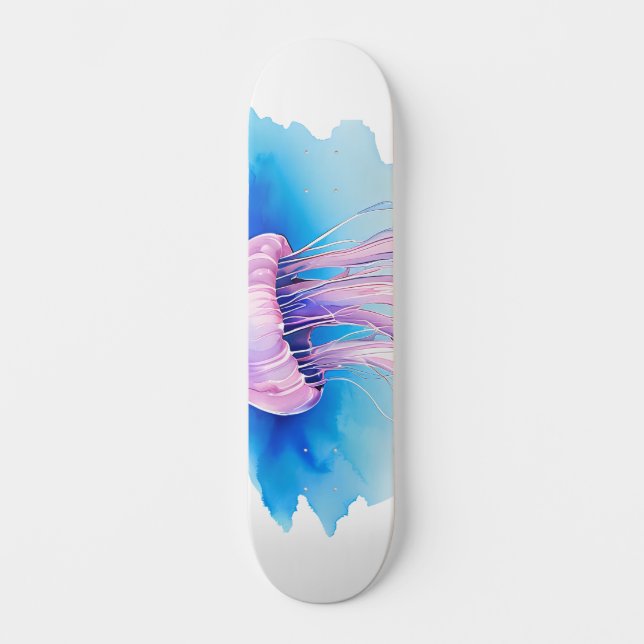 Watercolor Series: Jellyfish 2 Skateboard (Vorderseite)