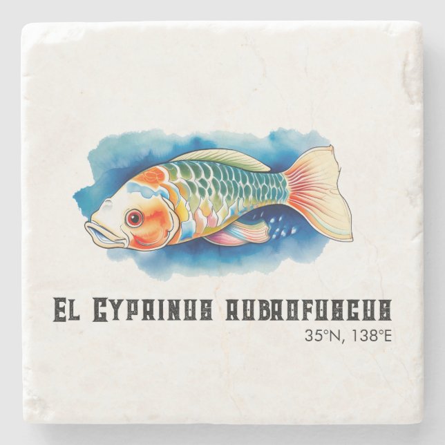 Watercolor Series: Koi Fish Steinuntersetzer (Vorderseite)