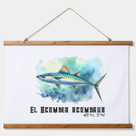 Watercolor Series: Mackerel Wandteppich Mit Holzrahmen