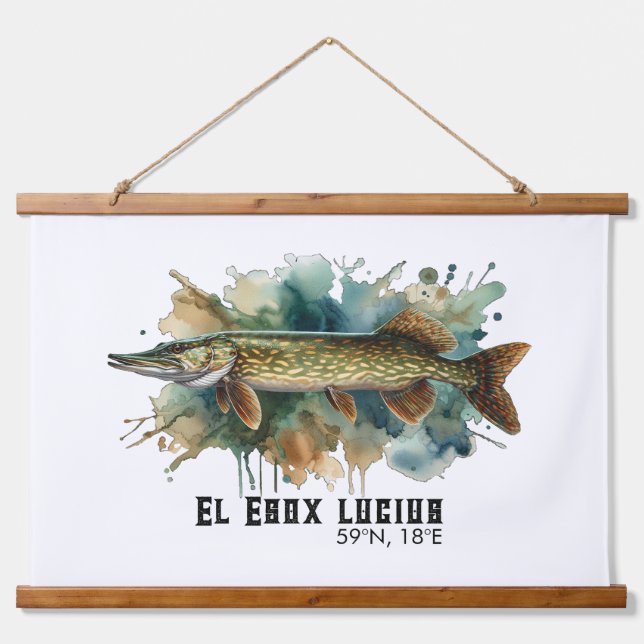 Watercolor Series: Pike Wandteppich Mit Holzrahmen (Vorne)