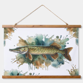 Watercolor Series: Pike Wandteppich Mit Holzrahmen
