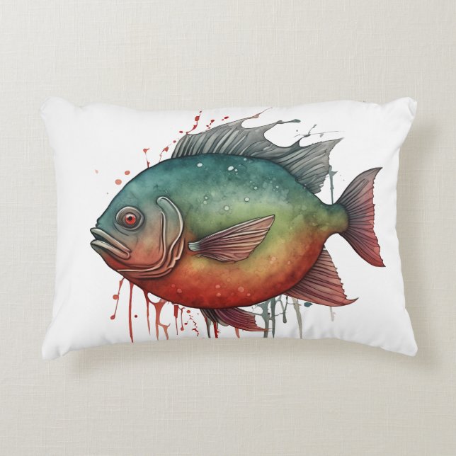 Watercolor Series: Piranha Dekokissen (Vorderseite)