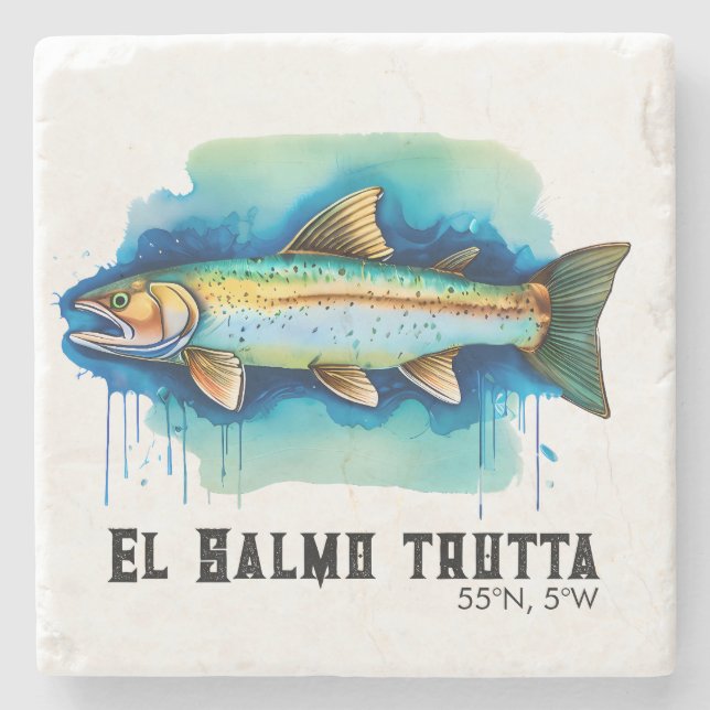Watercolor Series: Trout/Salmon Steinuntersetzer (Vorderseite)