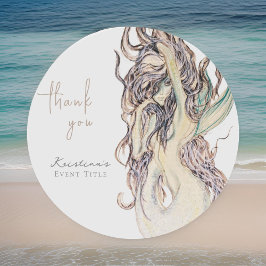 Watercolor Sexy Mermaid Stylish Vielen Dank Runder Aufkleber
