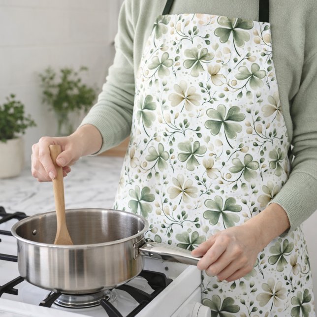 Watercolor Shamrock Kitchen Apron | Irish Gift Schürze (Von Creator hochgeladen)