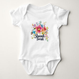 🍎 🐝 Watercolor Shanah Tovah Garden Giggles Baby Strampler