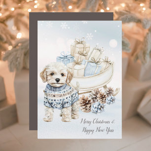 Watercolor Shih Poo Dog Weihnachten