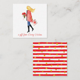 Watercolor Shopping Fashion Girl Geschenkverpackun Mitteilungskarte