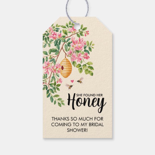 Watercolor Sie fand ihre Honig-Junggesellinnenabsc Geschenkanhänger (Rückseite)