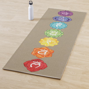 Watercolor sieben Chakras auf dem Imitat-Leinen Yogamatte