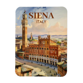 Watercolor Siena Italy Vintage Piazza del Campo Magnet