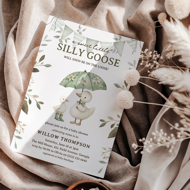 Watercolor Silly Goose Baby Shower Einladung (Von Creator hochgeladen)