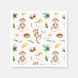 Watercolor Silly Monkeys Serviette