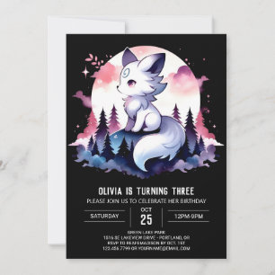 Watercolor Simple Wolf Geburtstag Einladung