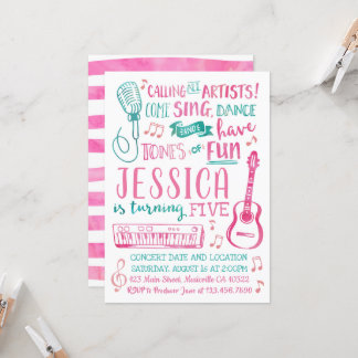 Watercolor Singer zum Geburtstag Einladung