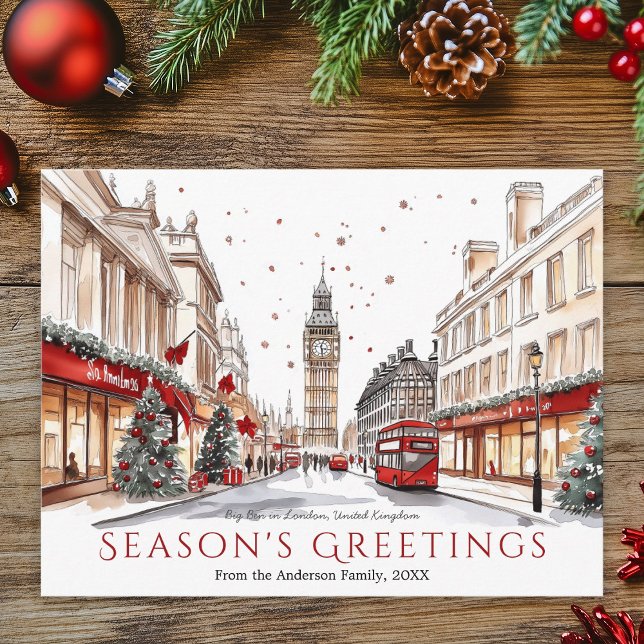 Watercolor Sketch Big Ben London Weihnachten (Watercolor Sketch Big Ben London Travel Christmas Holiday Postcard)