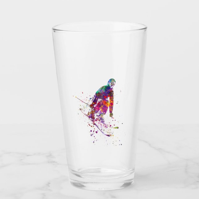 watercolor skier glas (Vorderseite)