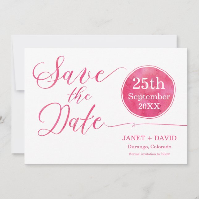 Watercolor-Skript Rosa Save The Date (Vorderseite)