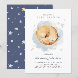 Watercolor Sleeping Baby Fox Baby Brunch Einladung