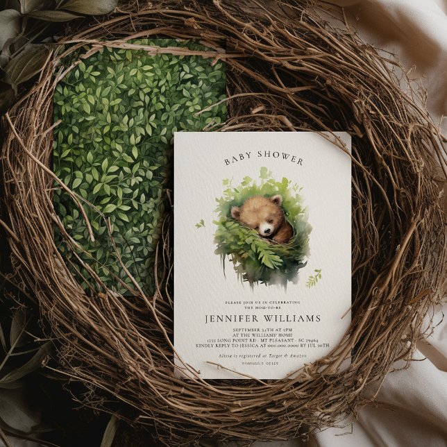 Watercolor Sleeping Bear Baby Shower Invitation (Von Creator hochgeladen)