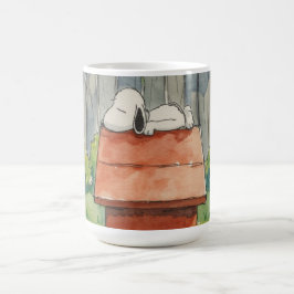 Watercolor Sleeping Dog on Red Doghouse Art Kaffeetasse