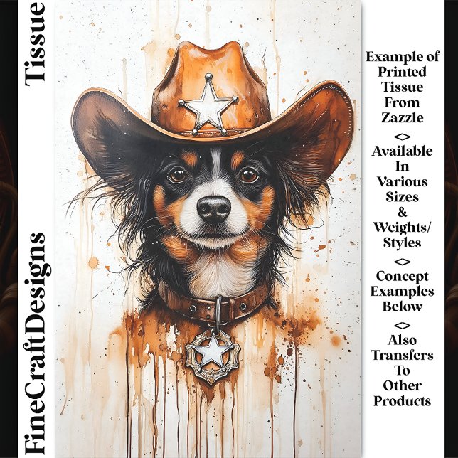 Watercolor Small Cowboy Sheriff Dog DP3 Decoupage Seidenpapier (Von Creator hochgeladen)